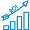 A graphical icon depicting the growth of ROI represented by an increasing graph